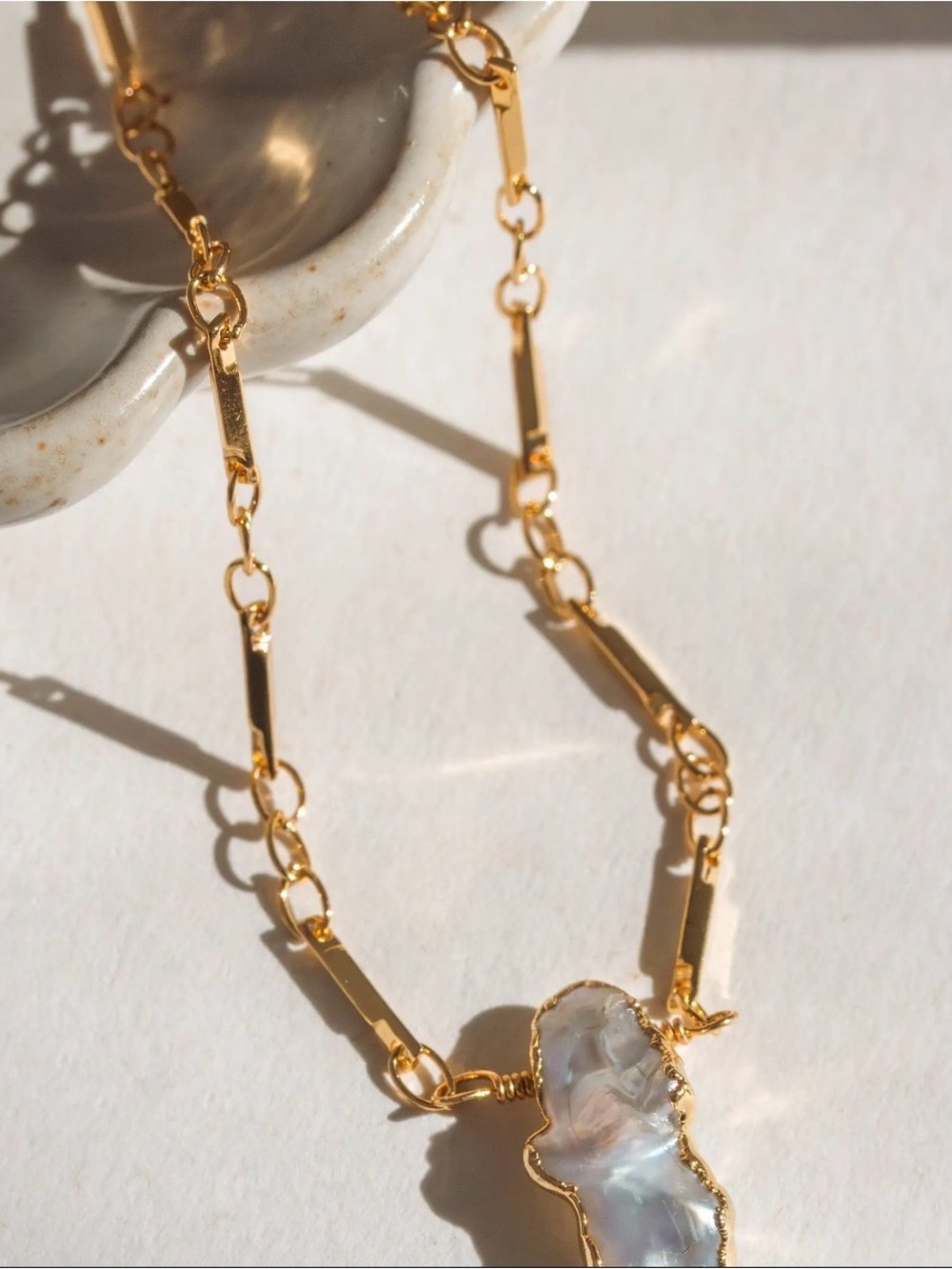 A709. Luna Norte Tidal Edge Keshi Pearl Necklace